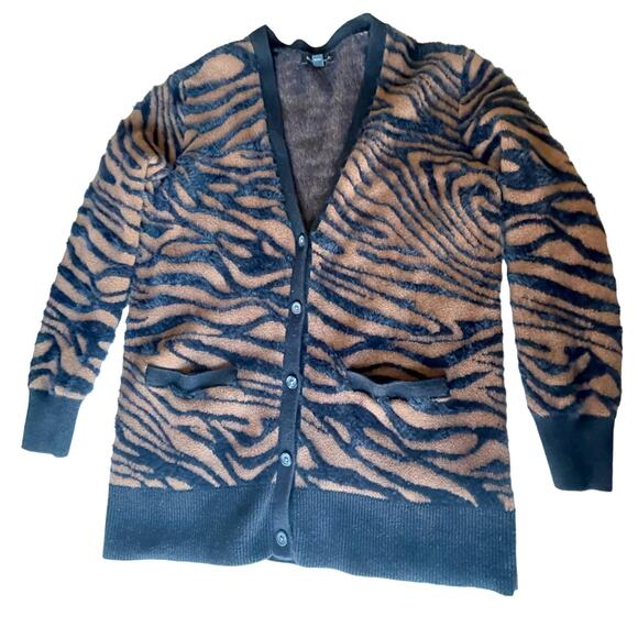 Banana Republic SUPER SOFT Animal Print Boyfriend Cardigan Cotton Sz Sm Women's - Picture 1 of 8